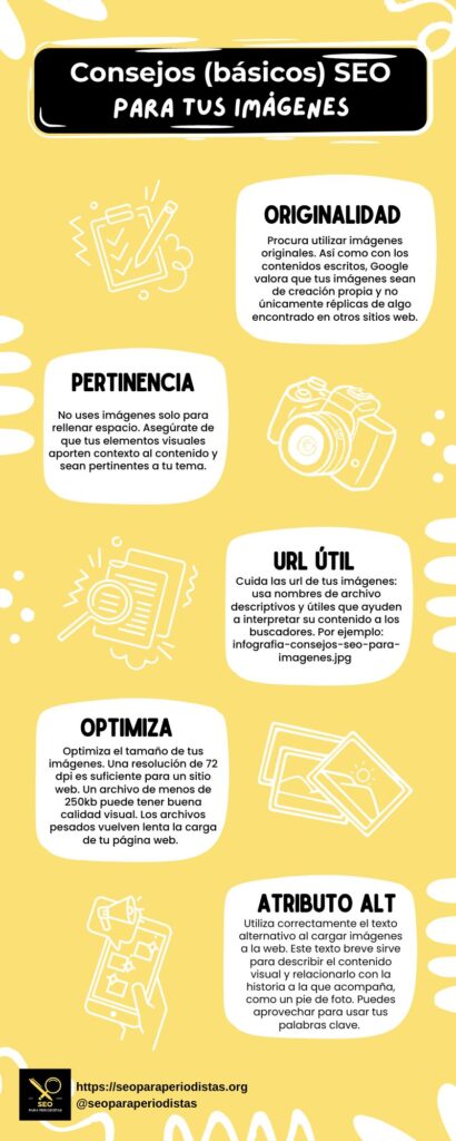 Infografía con consejos para optimizar fotos e imágenes para SEO